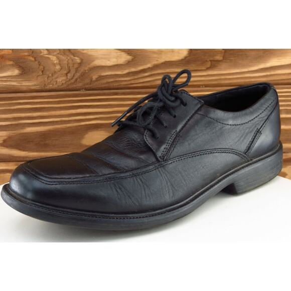 Bostonian Shoes Sz 7.5 M Square‎ Toe Black Derby Oxfords Leather Men 25885 - Picture 1 of 9